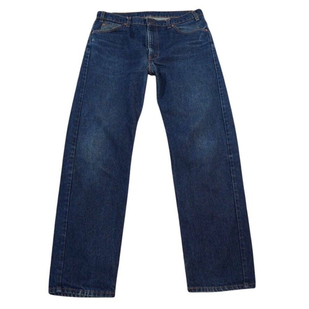 VTG Levis 505 Orange Tag Jeans Men 38*x32 (36x32 Blue Dark Wash Red Batwing USA - Picture 1 of 8